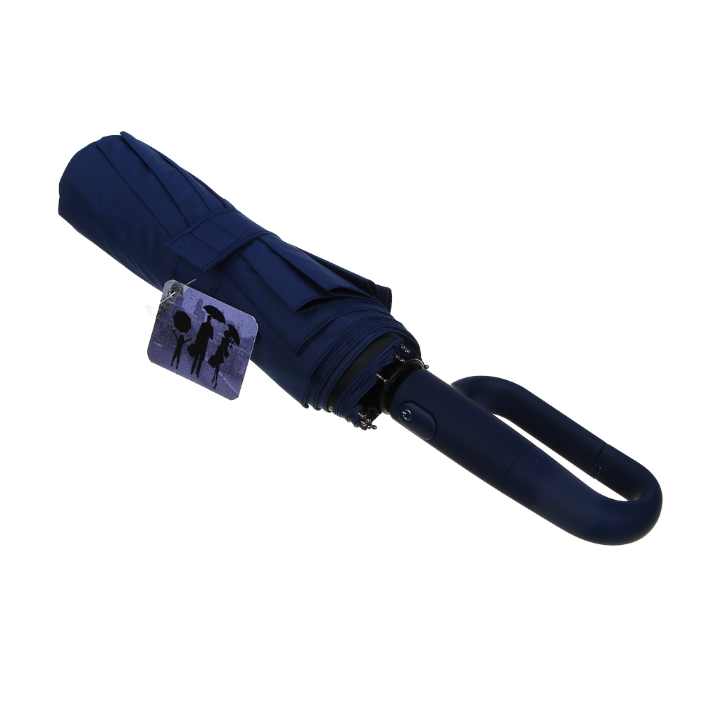 Зонт автомат, усиленный, ручка-карабин, стекловолокно, металл, пластик, ПЭ, винил, d103см, 10 спиц, арт.№ 302-399