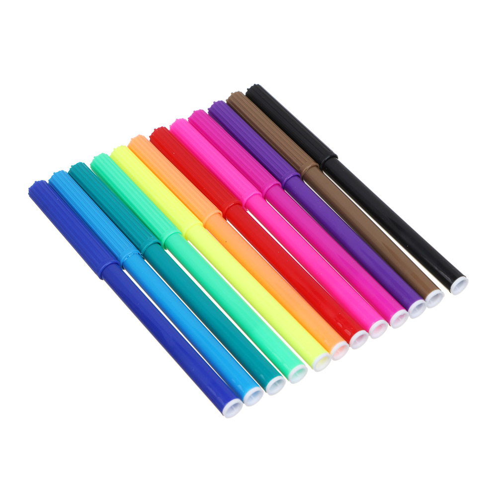 Намбер Ван Фломастеры 12 цветов, с цвет. вентилир. колпачком, большие, смываемые, пл., ПВХ пенал, арт.№ 256-003