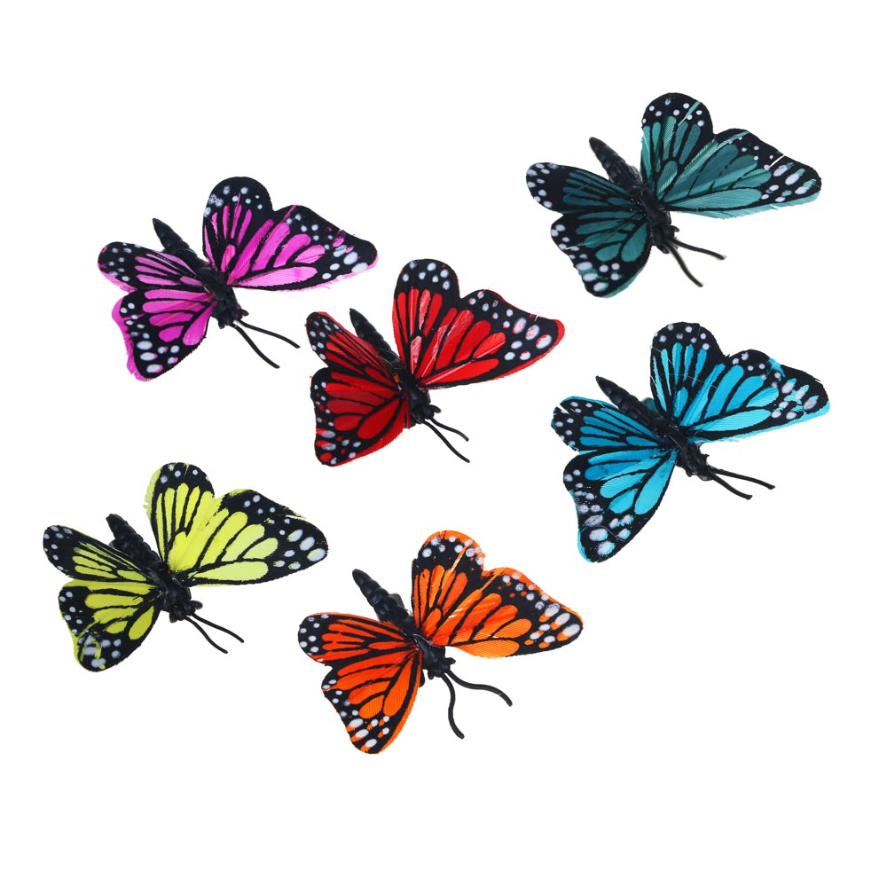 INBLOOM Бабочка на прищепке Садовая, 6см, пенополистирол, перо, арт.№ 153-126