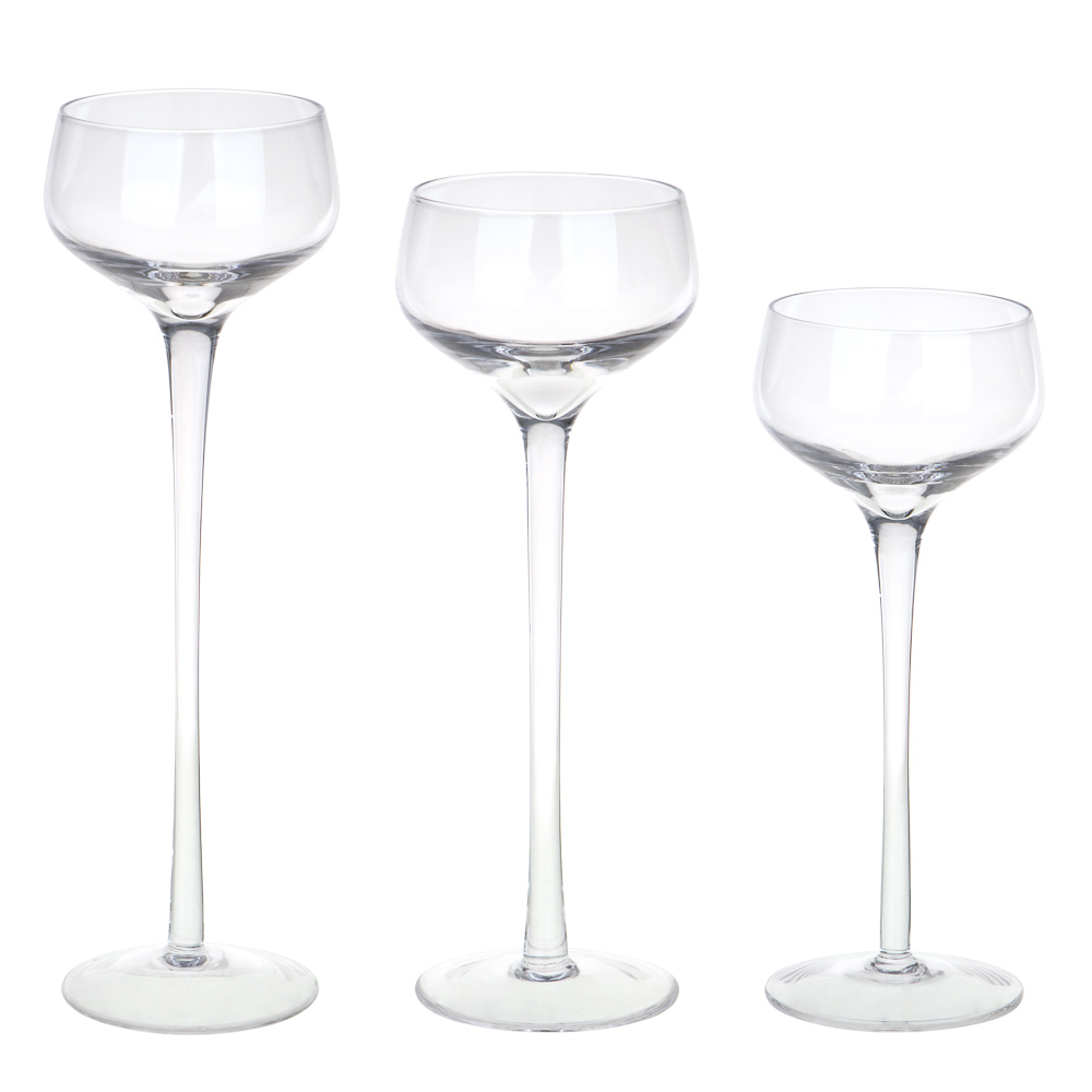 Набор из 3-х подсвечников, 20см, 23см, 26см, стекло, арт.74, арт.№ 477-219