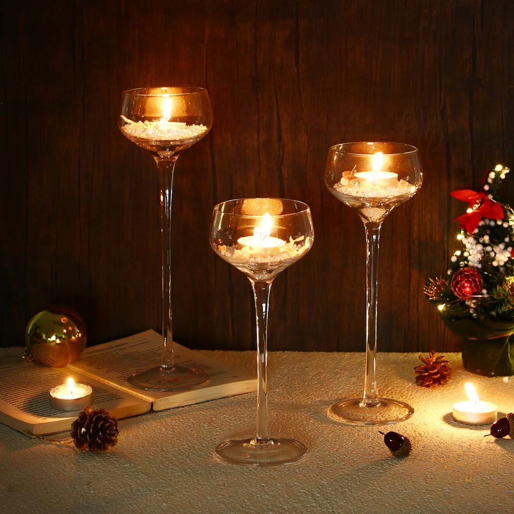 Набор из 3-х подсвечников, 20см, 23см, 26см, стекло, арт.74, арт.№ 477-219