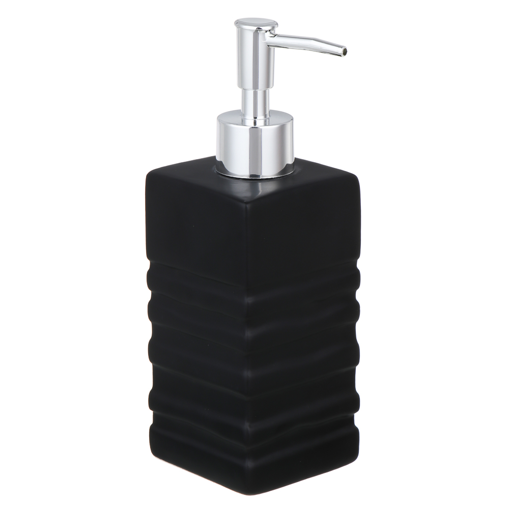 VETTA Дозатор для жидкого мыла, керамика, 6,5x6,5x19 см, рельеф, черный матовый, арт.№ 478-207