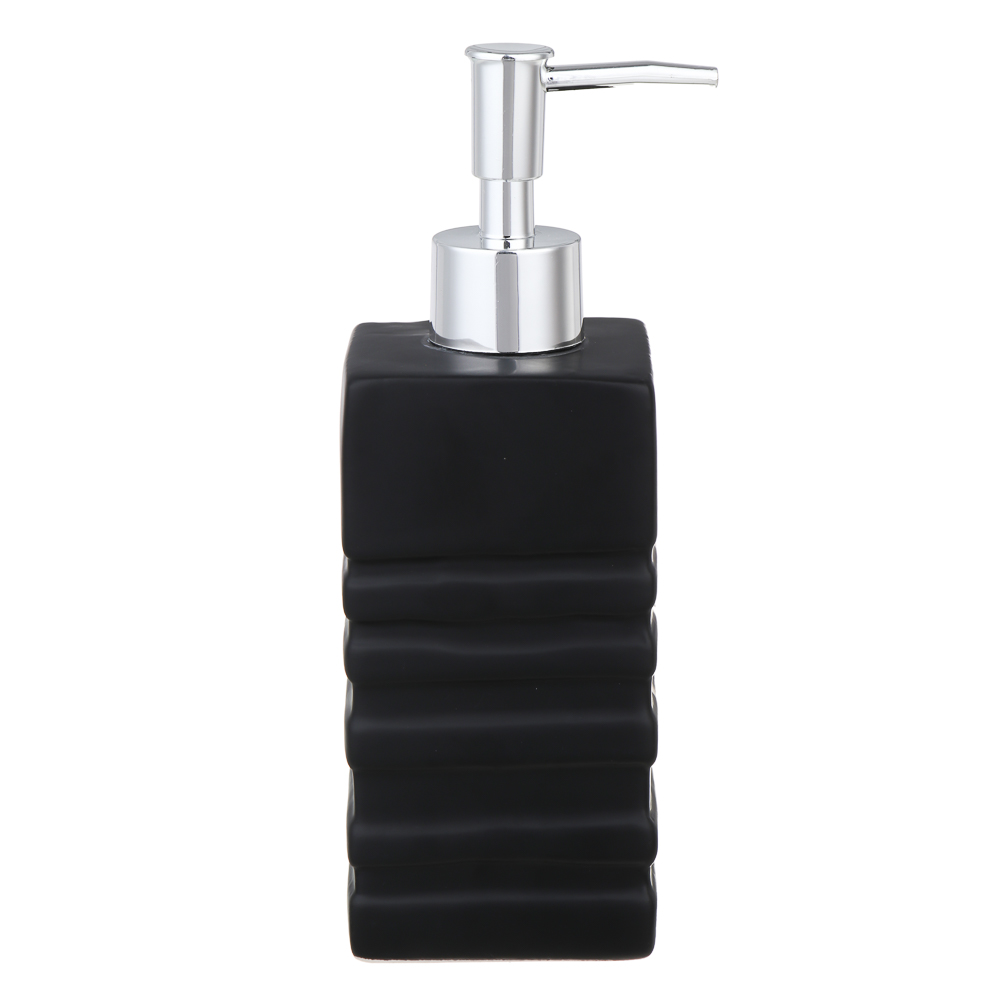 VETTA Дозатор для жидкого мыла, керамика, 6,5x6,5x19 см, рельеф, черный матовый, арт.№ 478-207