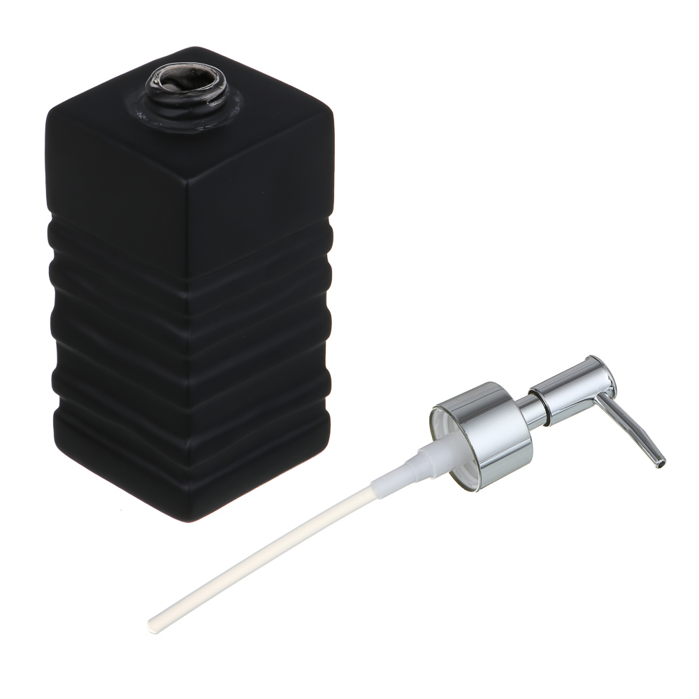 VETTA Дозатор для жидкого мыла, керамика, 6,5x6,5x19 см, рельеф, черный матовый, арт.№ 478-207