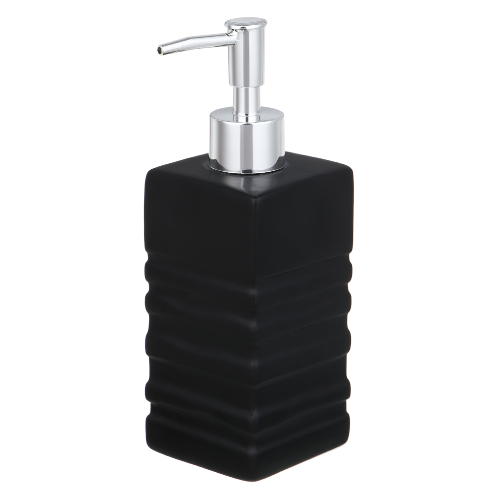 VETTA Дозатор для жидкого мыла, керамика, 6,5x6,5x19 см, рельеф, черный матовый, арт.№ 478-207