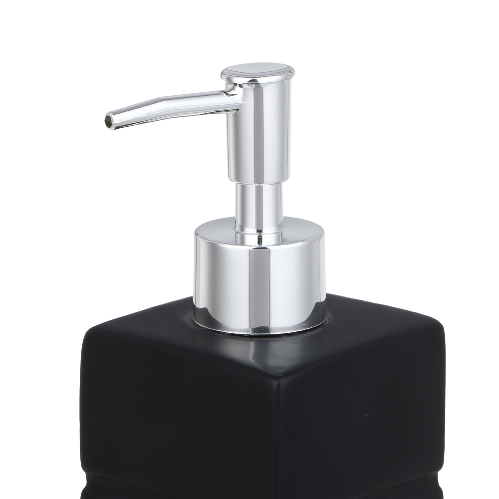 VETTA Дозатор для жидкого мыла, керамика, 6,5x6,5x19 см, рельеф, черный матовый, арт.№ 478-207