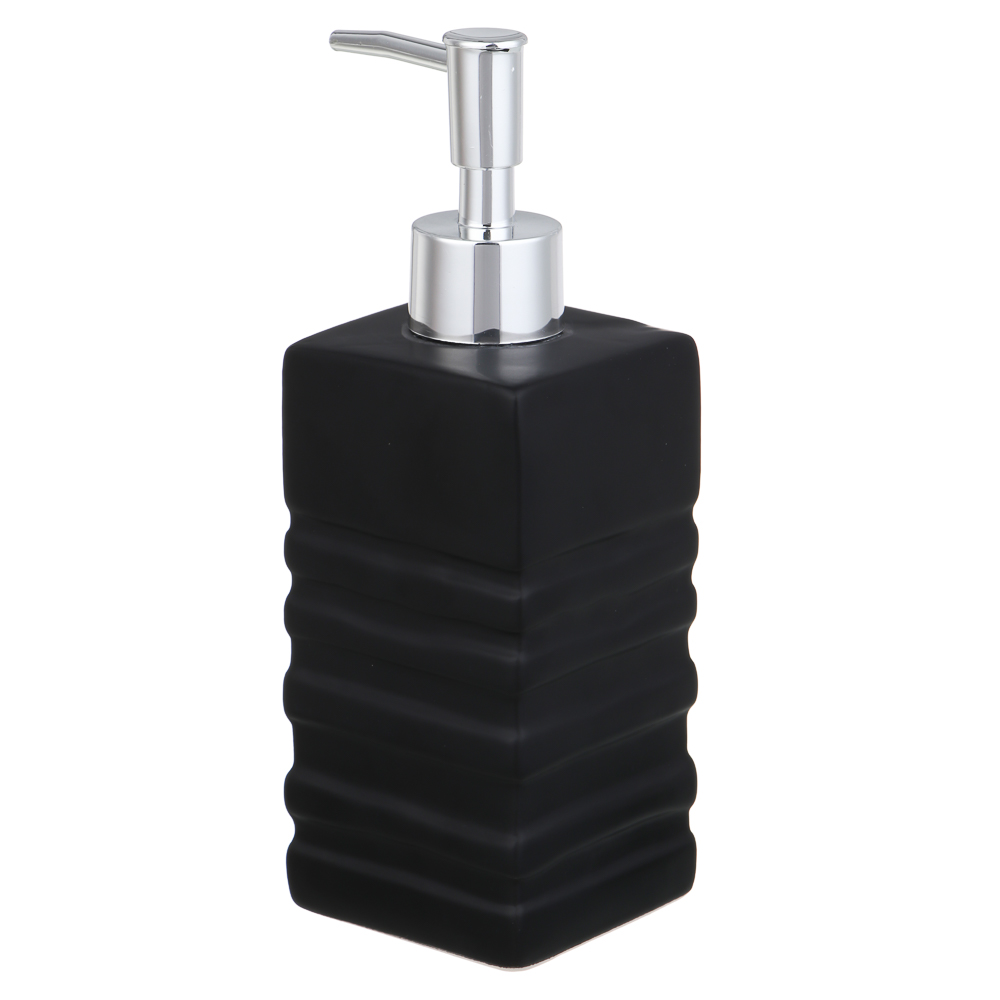 VETTA Дозатор для жидкого мыла, керамика, 6,5x6,5x19 см, рельеф, черный матовый, арт.№ 478-207