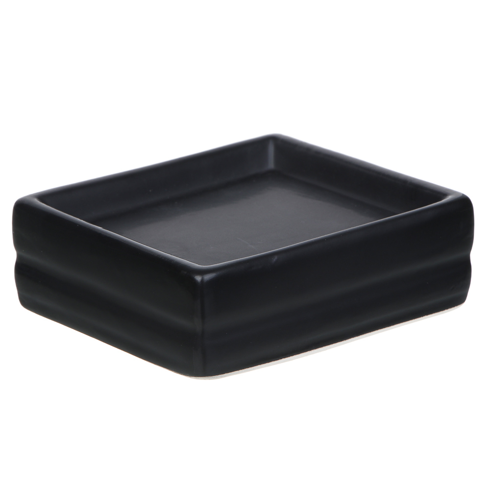 VETTA Мыльница, керамика,11x9,5x3,5 см, рельеф, черный матовый, арт.№ 478-209