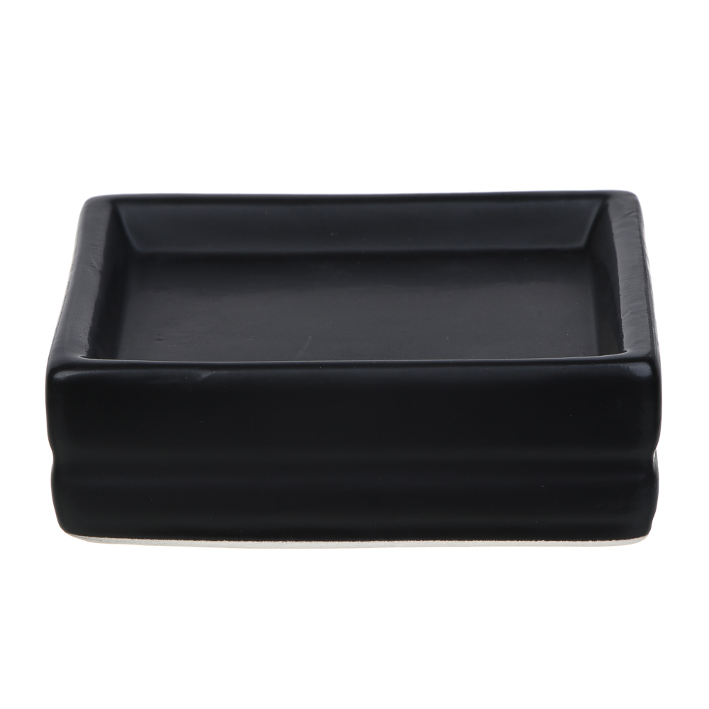 VETTA Мыльница, керамика,11x9,5x3,5 см, рельеф, черный матовый, арт.№ 478-209