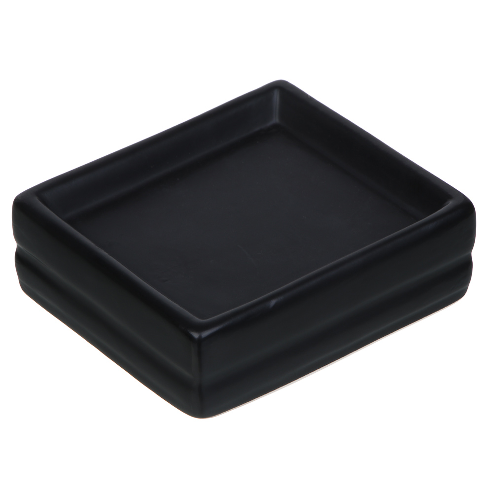 VETTA Мыльница, керамика,11x9,5x3,5 см, рельеф, черный матовый, арт.№ 478-209