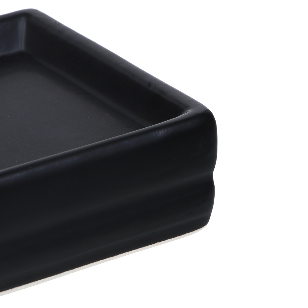 VETTA Мыльница, керамика,11x9,5x3,5 см, рельеф, черный матовый, арт.№ 478-209