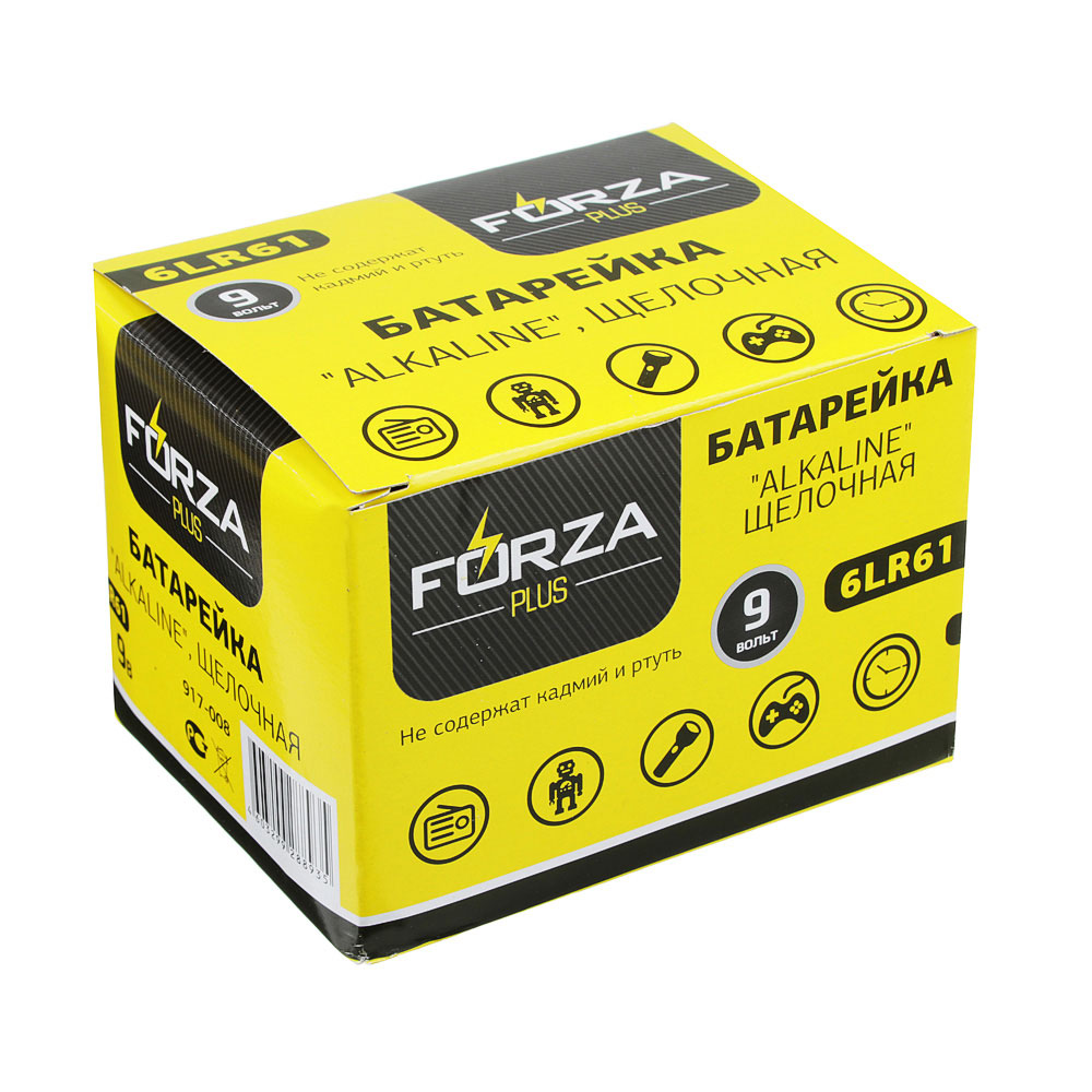 Батарейка КРОНА FORZA 1шт, "Alkaline" щелочная в блистере, арт.№ 917-008
