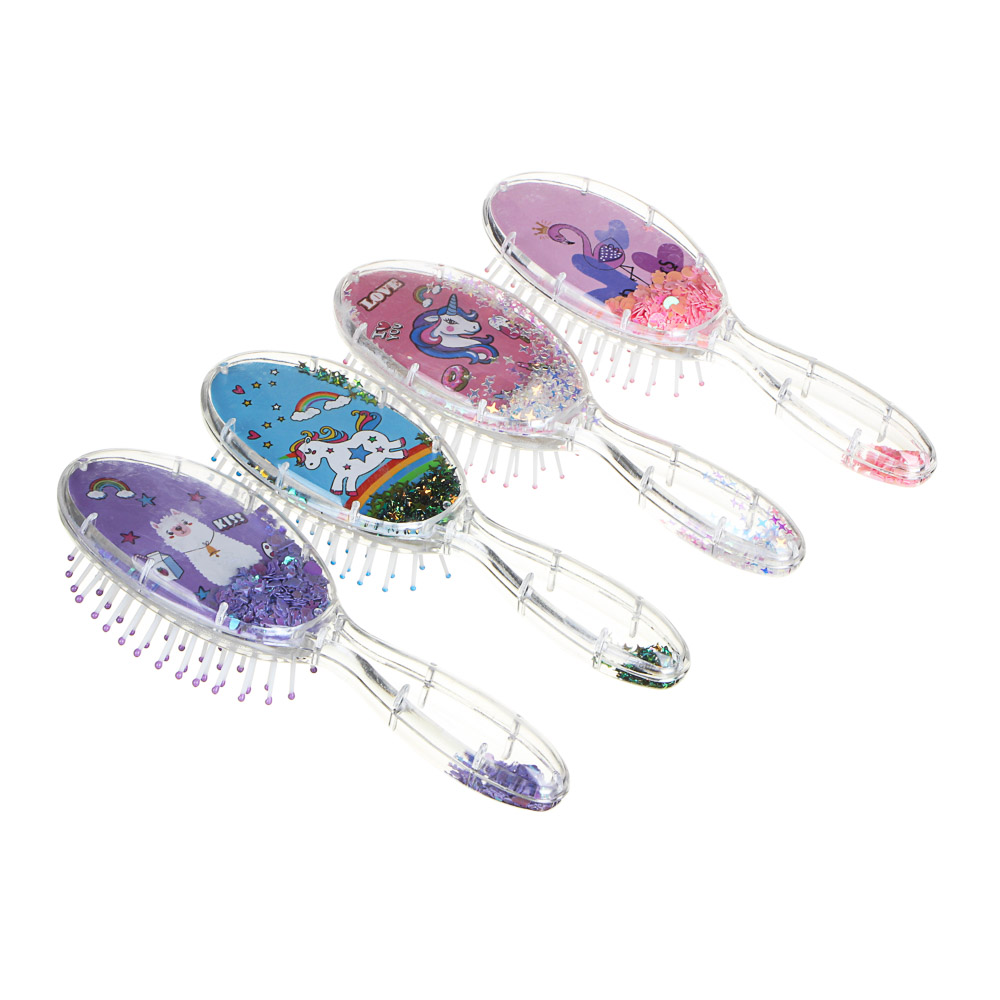 ЮНИLOOK Расческа массажная Мини, пластик, 18х5см, 4 дизайна, арт.№ 319-151