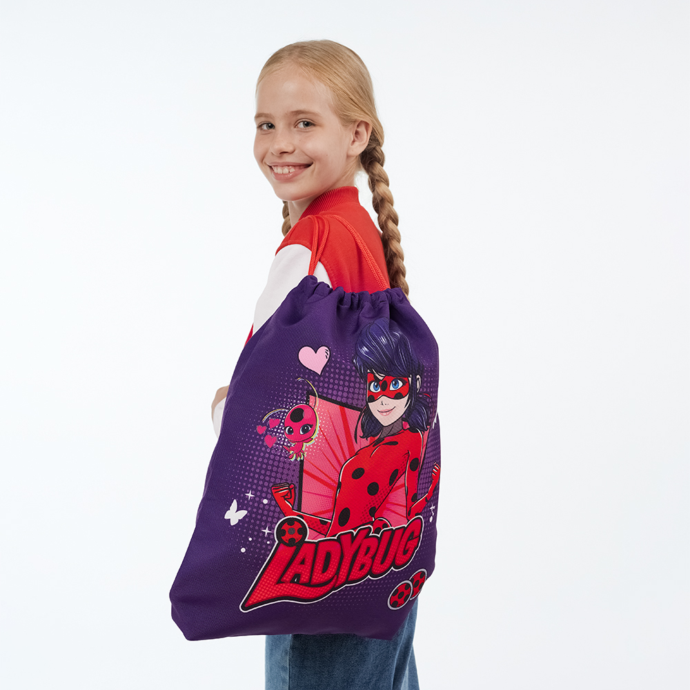 Ледибаг Мешок для обуви ПРЕМИУМ, 47х39см, плотный материал, 2-стор.печать, толстая веревка, "Кор", арт.№ 811-002