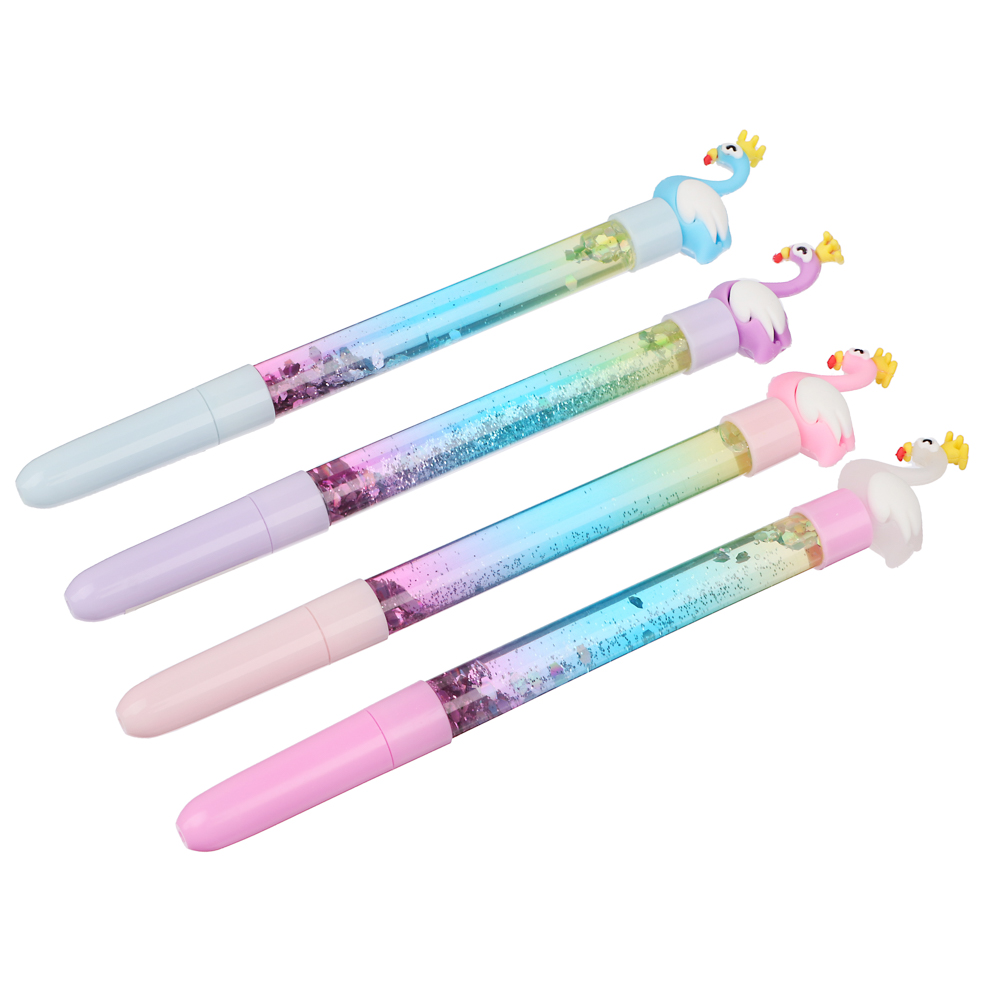 ClipStudio Ручка шарик. синяя,с фигуркой в форме фламинго и плавающими блестками,19см,пласт.,4 диз., арт.№ 591-181