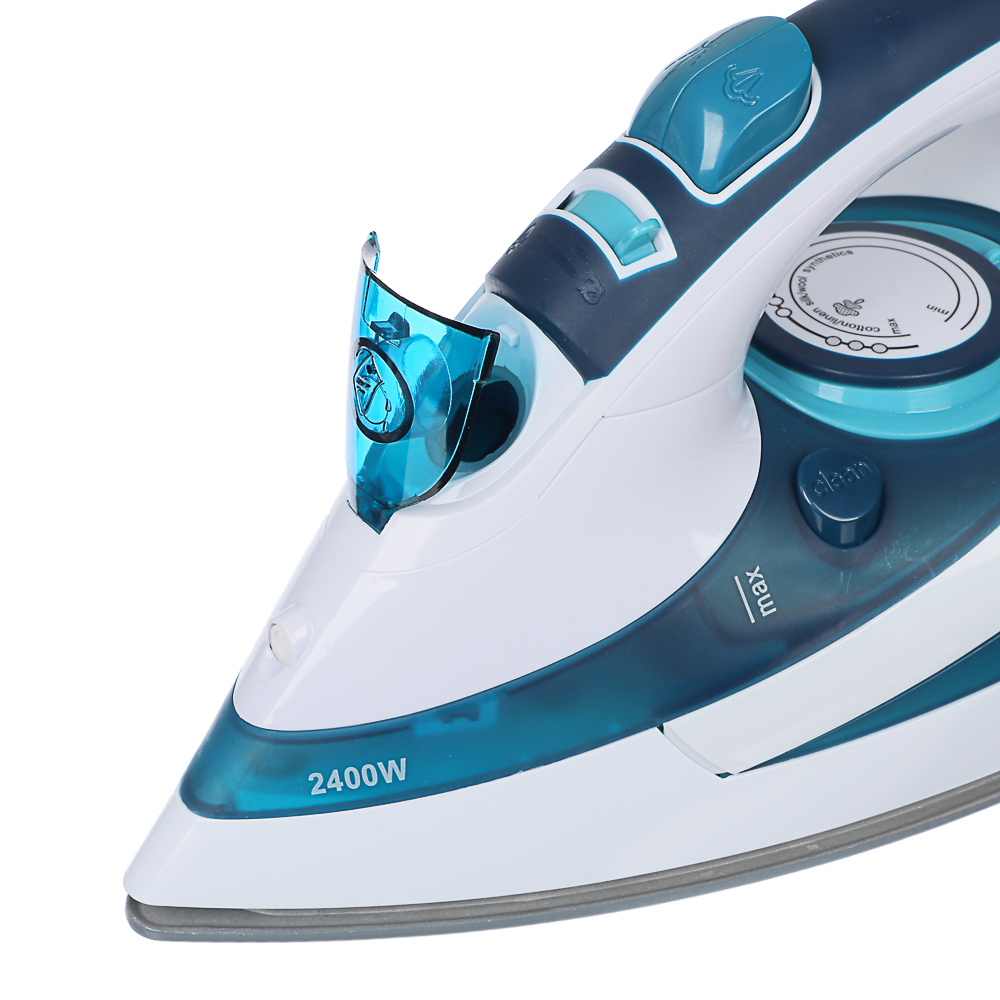 LEBEN Утюг с отпаривателем 2400 Вт, подошва - керамическое покрытие, синий, арт.№ 249-020