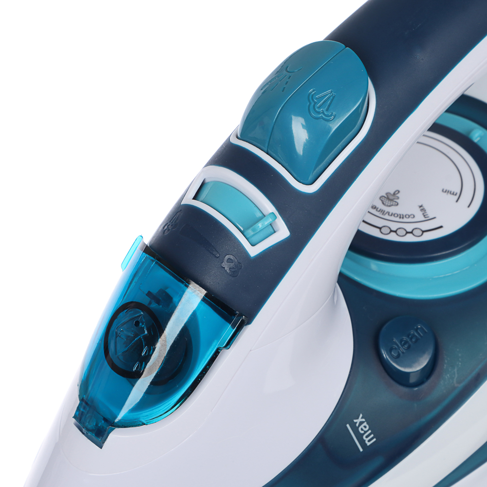 LEBEN Утюг с отпаривателем 2400 Вт, подошва - керамическое покрытие, синий, арт.№ 249-020