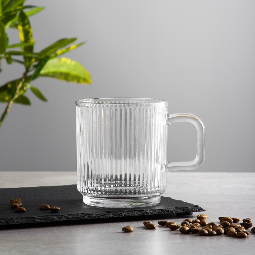 MILLIMI Кружка с рельефным узором, 340мл, стекло, арт.№ 806-174