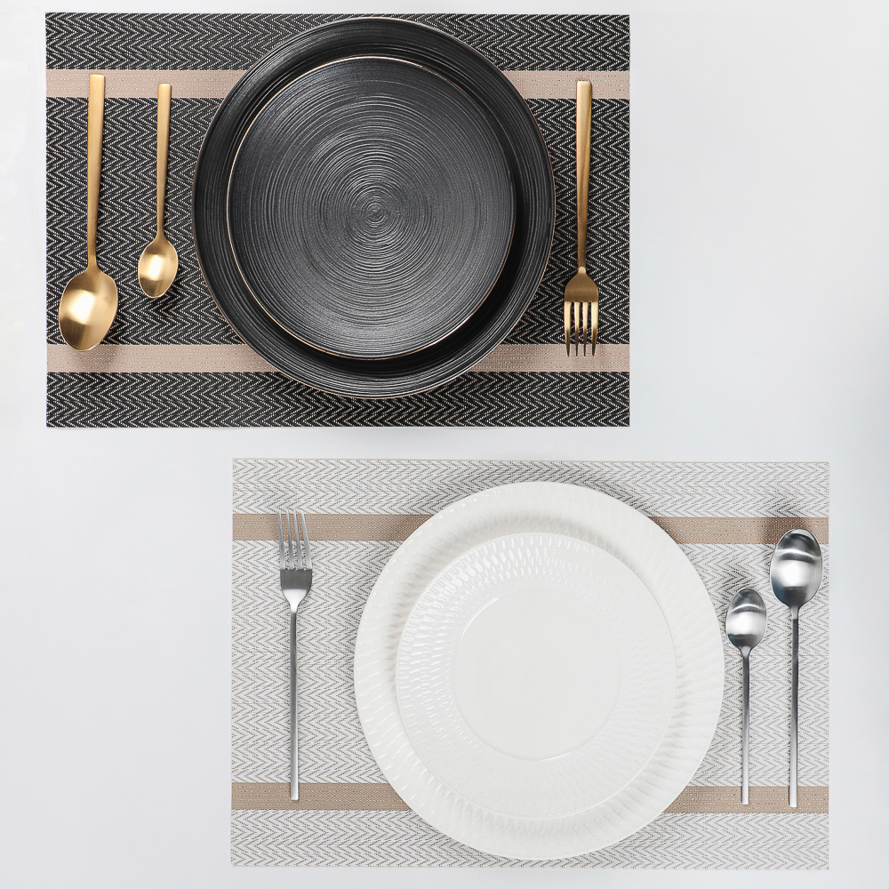 Набор салфеток сервировочных ПВХ, 2шт, 30x45см, "Орнамент", 2 цвета, арт.№ 890-369