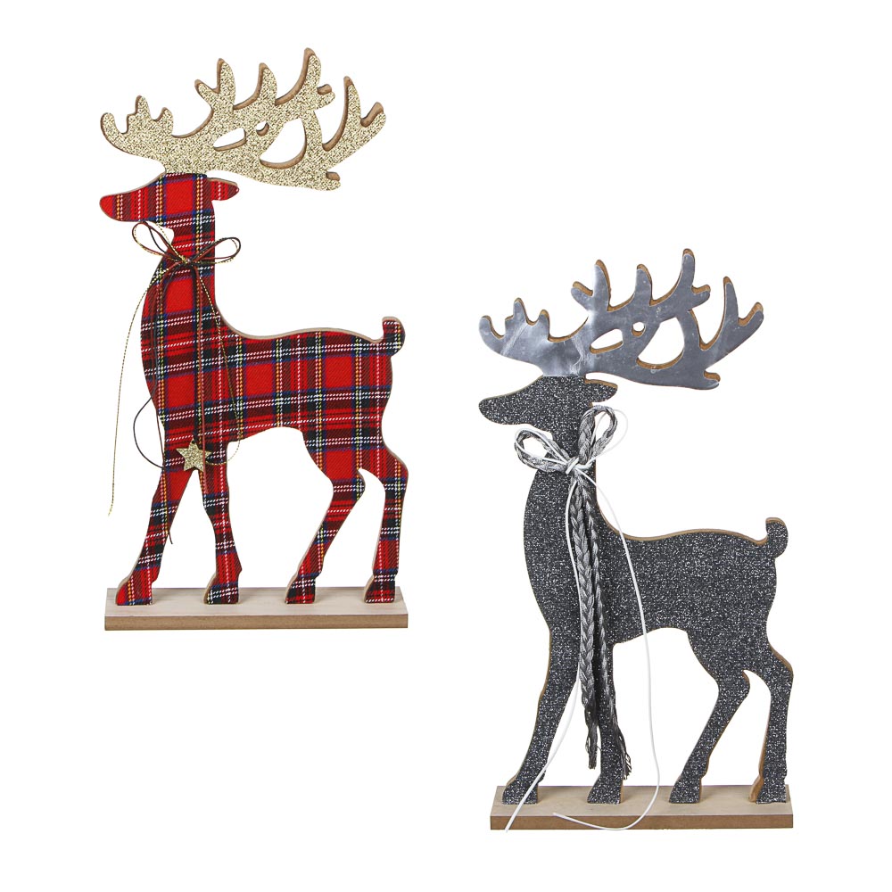 СНОУ БУМ Сувенир в виде оленя, 18х35 см, дерево, текстиль, 2 цвета, арт.№ 396-651