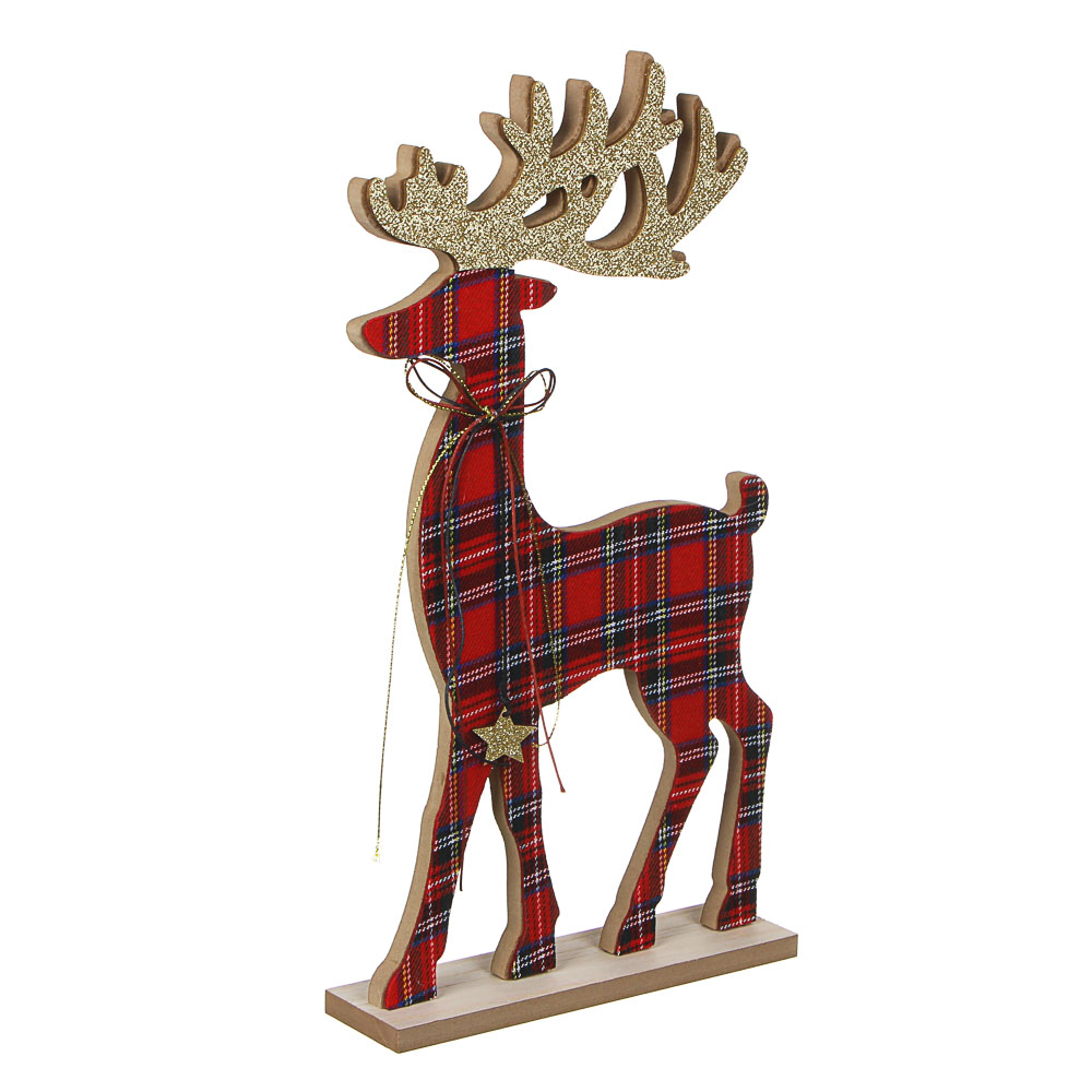 СНОУ БУМ Сувенир в виде оленя, 18х35 см, дерево, текстиль, 2 цвета, арт.№ 396-651