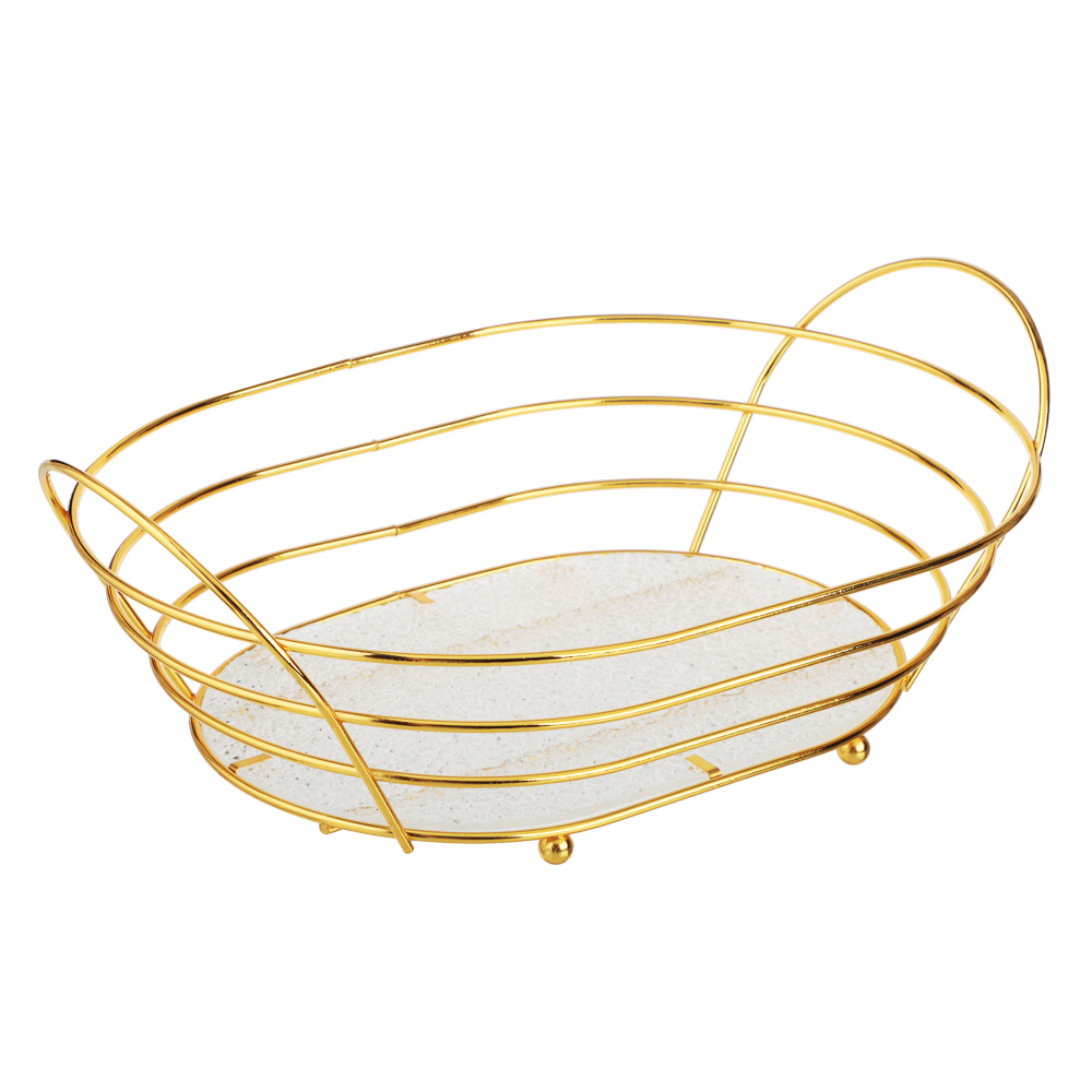 Корзина для фруктов тм SATOSHI Голд, 28,5х10х19,5см, сталь, акрил, арт.№ 827-127