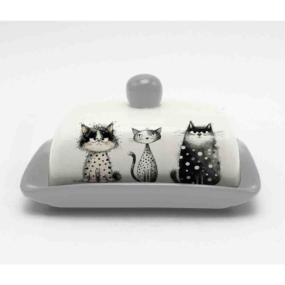 Масленка тм MILLIMI, 17х13х8см, Коты, керамика, арт.№ 824-347
