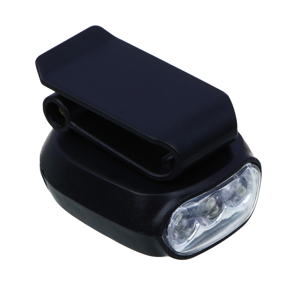 ЕРМАК Фонарик на кепку, 3 LED, 2xCR2032, 1 режим, пластик, арт.№ 221-011