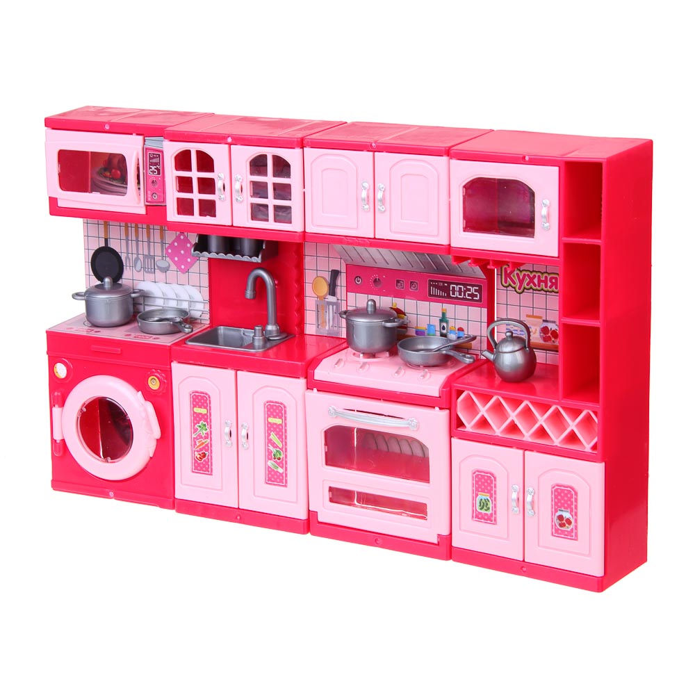 ИГРОЛЕНД Мебель для кукол, кухня с акс., ABS, PP, 11,1х5,3х23,6 см, 4 вида, арт.№ 278-118