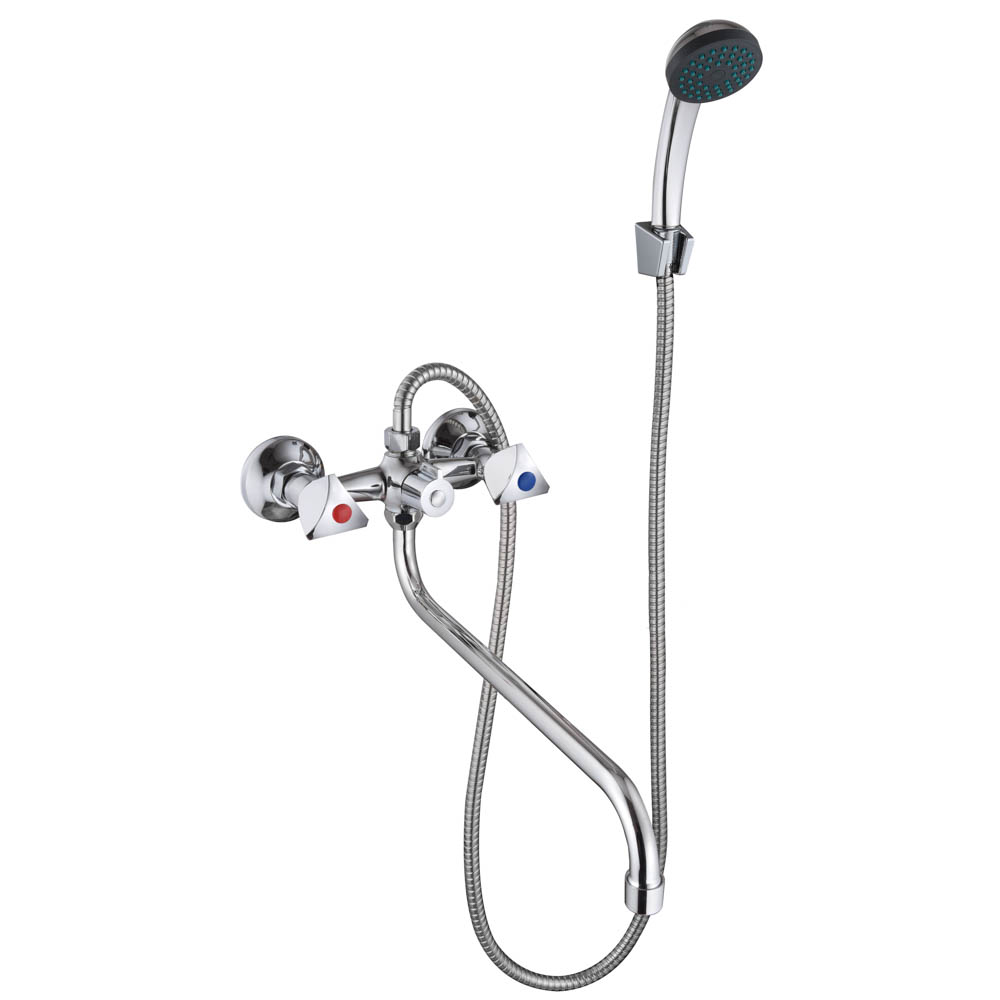 СоюзКран Смеситель для ванны с душем, круглый излив 40см, кер. кран-буксы 1/2, хром, цинк, SK08-S240, арт.№ 567-129