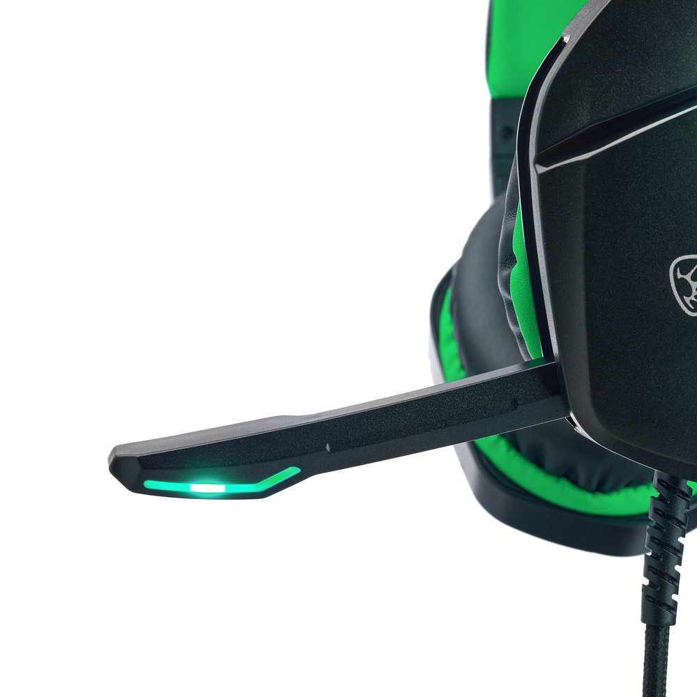 Наушники проводные с микрофоном игровые BY Bascinet USB 3,2 м, зелёная подсветка, арт.№ 410-087