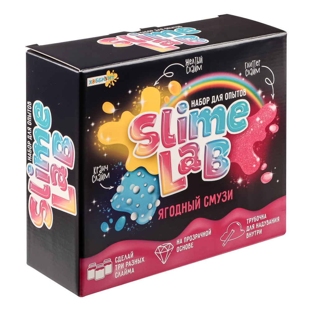ХОББИХИТ Набор экспериментов серия Юный химик "Slime lab", 21x18,5x8см, 4 дизайна 808, арт.№ 283-166
