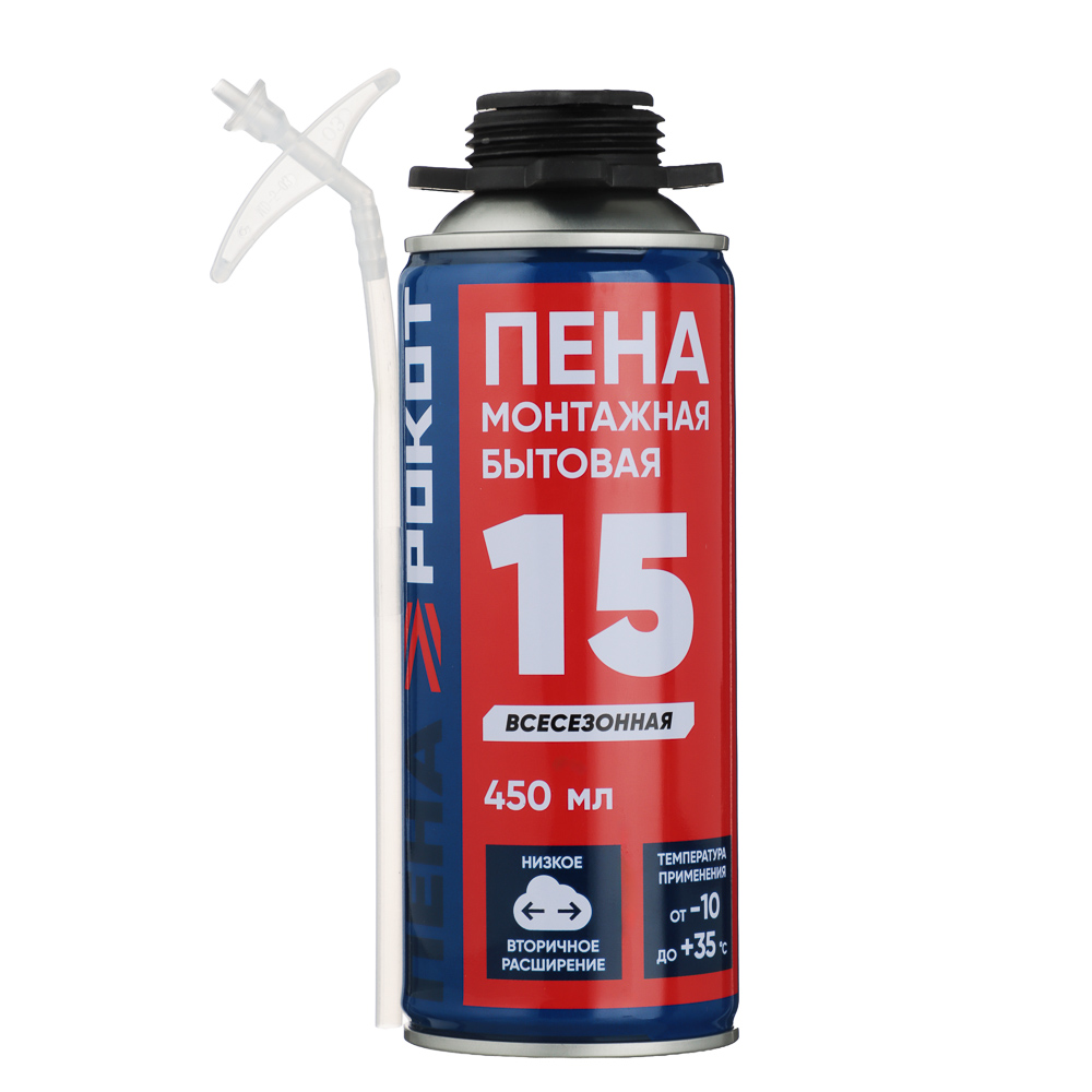 РОКОТ Пена монтажная БЫТОВАЯ, 330гр, выход до 15л, 450мл, арт.№ 469-272