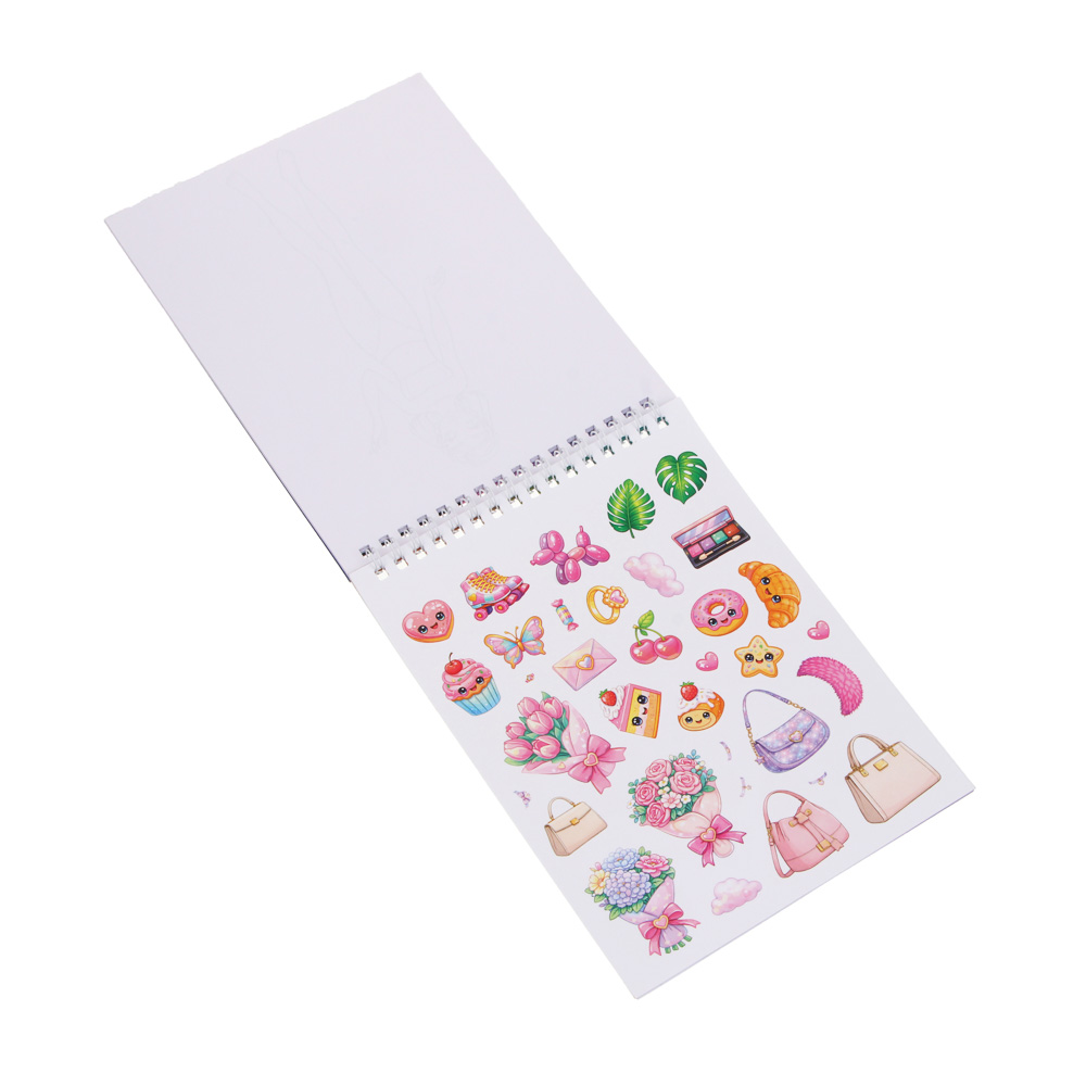 ХОББИХИТ Скетчбук для творчества с трафаретами, 20 л, картон, пластик, наклейки, 15х19х2см, арт.№ 284-242