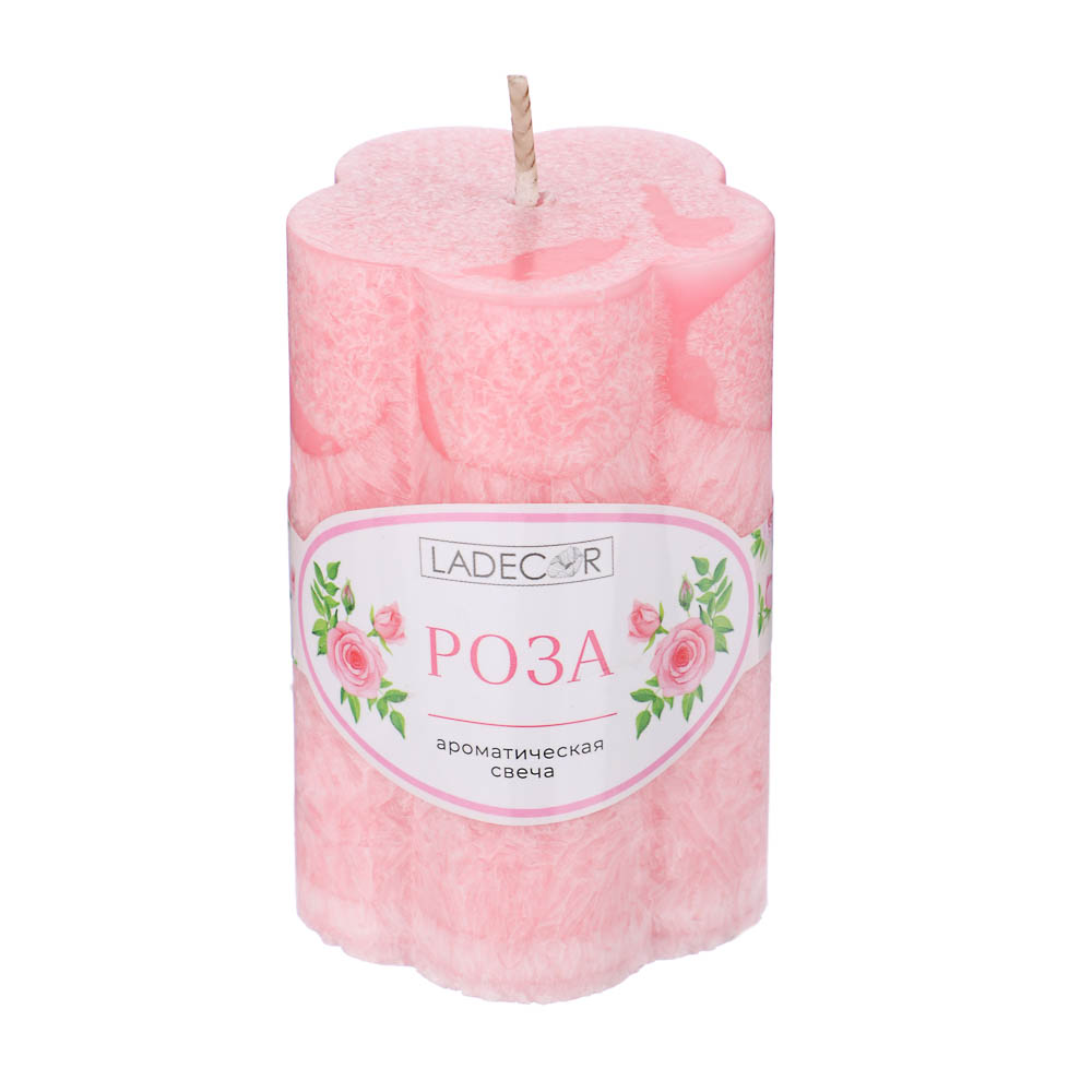 LADECOR Свеча столбик в форме цветка, парафин, 5x7,5 см, 6 цветов, арт.№ 508-833