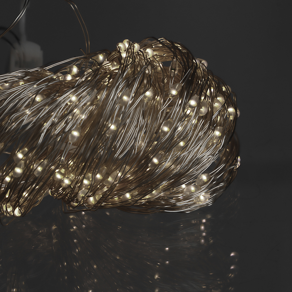 Гирлянда занавес нить 3х3 м СНОУ БУМ, 300 LED, постоянное свечение шампань, 10 нитей, 220В, 50Гц, медь, арт.№ 351-693