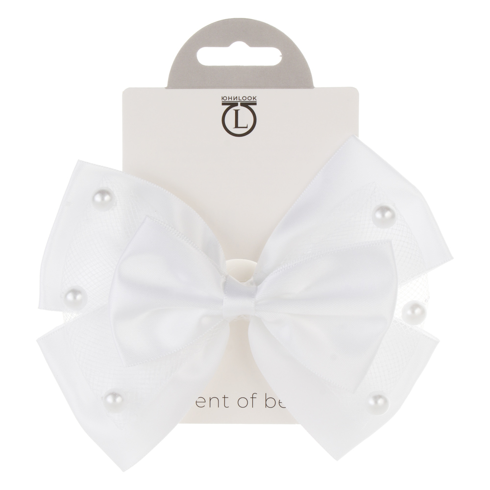 Бант на резинке комбинированный с декором ЮНИLOOK 13 см, 4 дизайна, текстиль, арт.№ 322-320