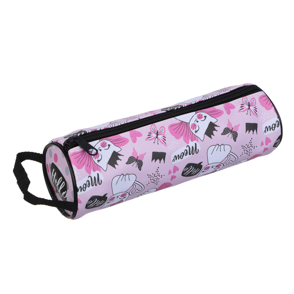 Котик с Крыльями Пенал мягкий круглый, 21,5х8х8см, ПВХ, с ручкой, с антисминаемым вкладышем, арт.№ 238-005