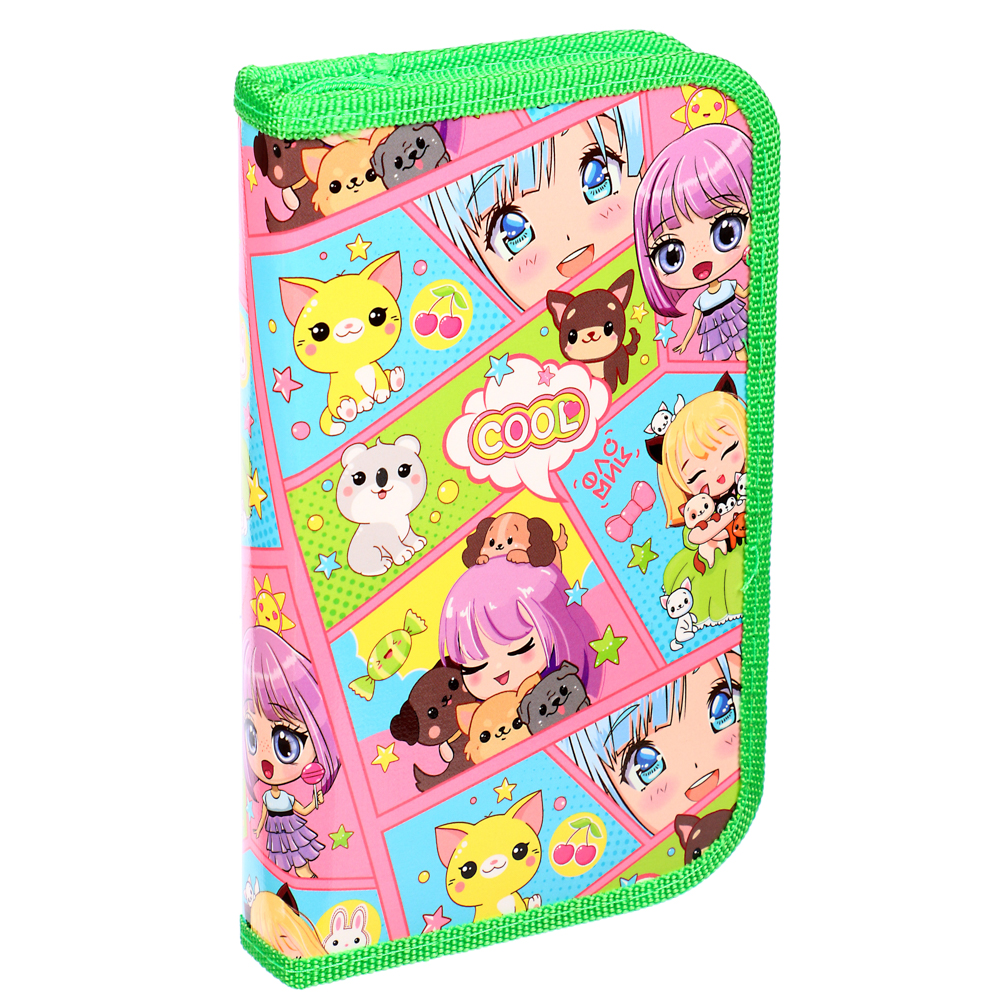 Кавай Пенал жесткий прямоугольный, 19х11,5см, 1 отд., молния вокруг, ламинированный картон, арт.№ 238-007