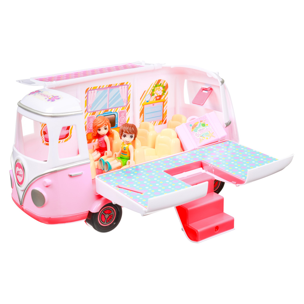 ИГРОЛЕНД Набор игровой "Дом для путешествий", 2 куклы, аксесс., 17пр, пластик, 44х22х23см, 2 дизайна, арт.№ 294-128