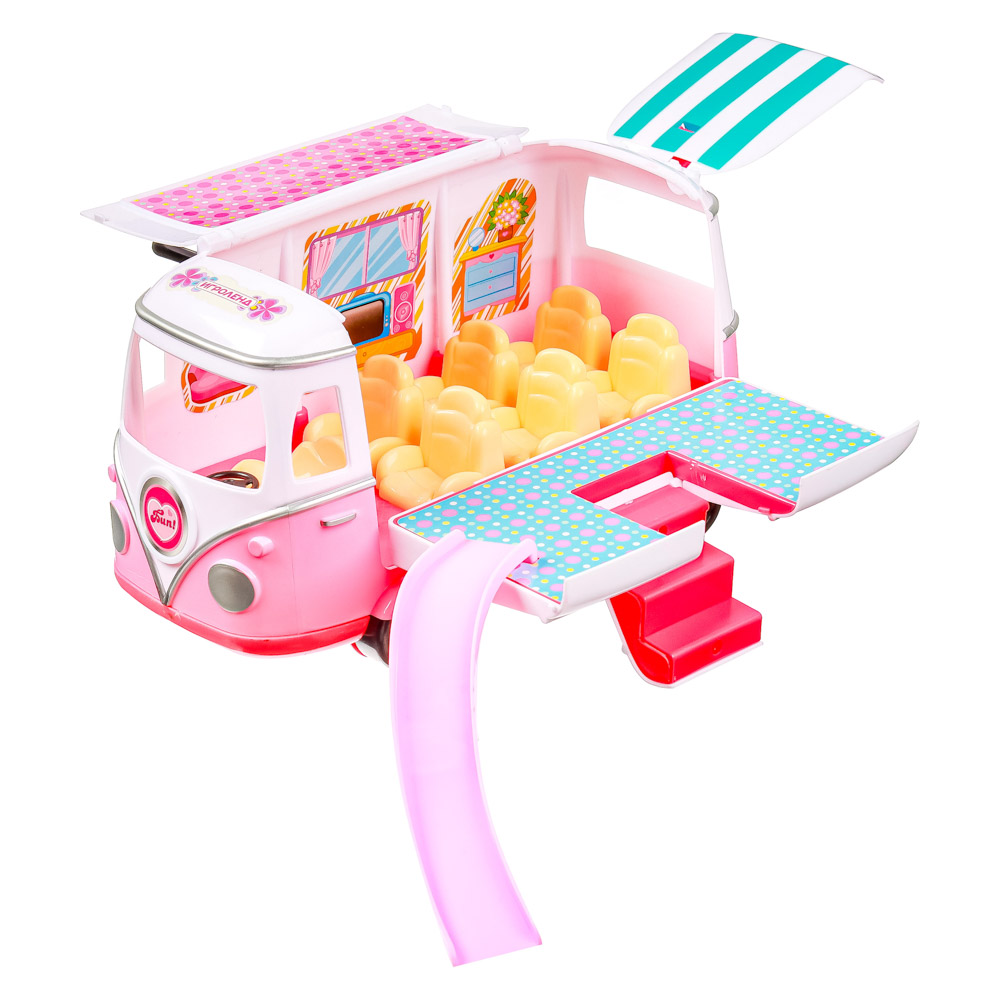 ИГРОЛЕНД Набор игровой "Дом для путешествий", 2 куклы, аксесс., 17пр, пластик, 44х22х23см, 2 дизайна, арт.№ 294-128