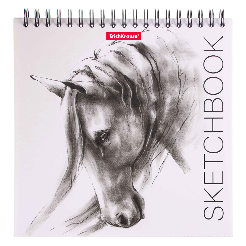 Erich Krause Скетчбук 17х17см, 40л., блок 120г/м2, спираль, тв.подлож."Лошадь/Абстракт", 48038,48044, арт.№ 515-026