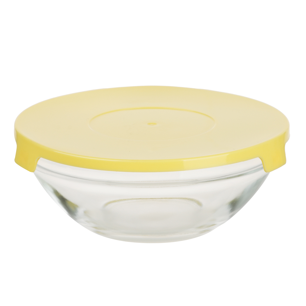 MILLIMI Набор салатников с крышкой 5 шт: 900/ 500/350/200/130 мл, стекло, пластик, желтый, арт.№ 878-607