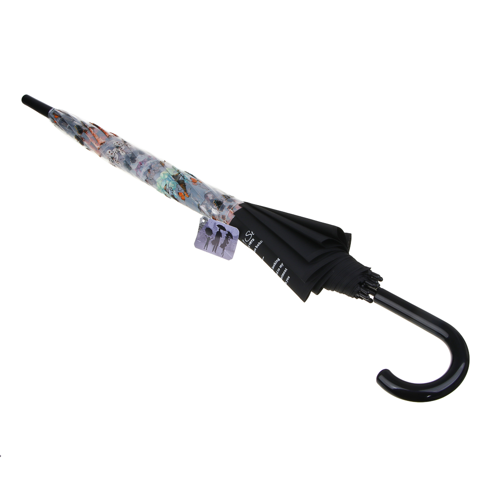 Зонт-трость, металл, пластик, ПВХ, d100см, 8 спиц, 4 цвета, арт.№ 302-402