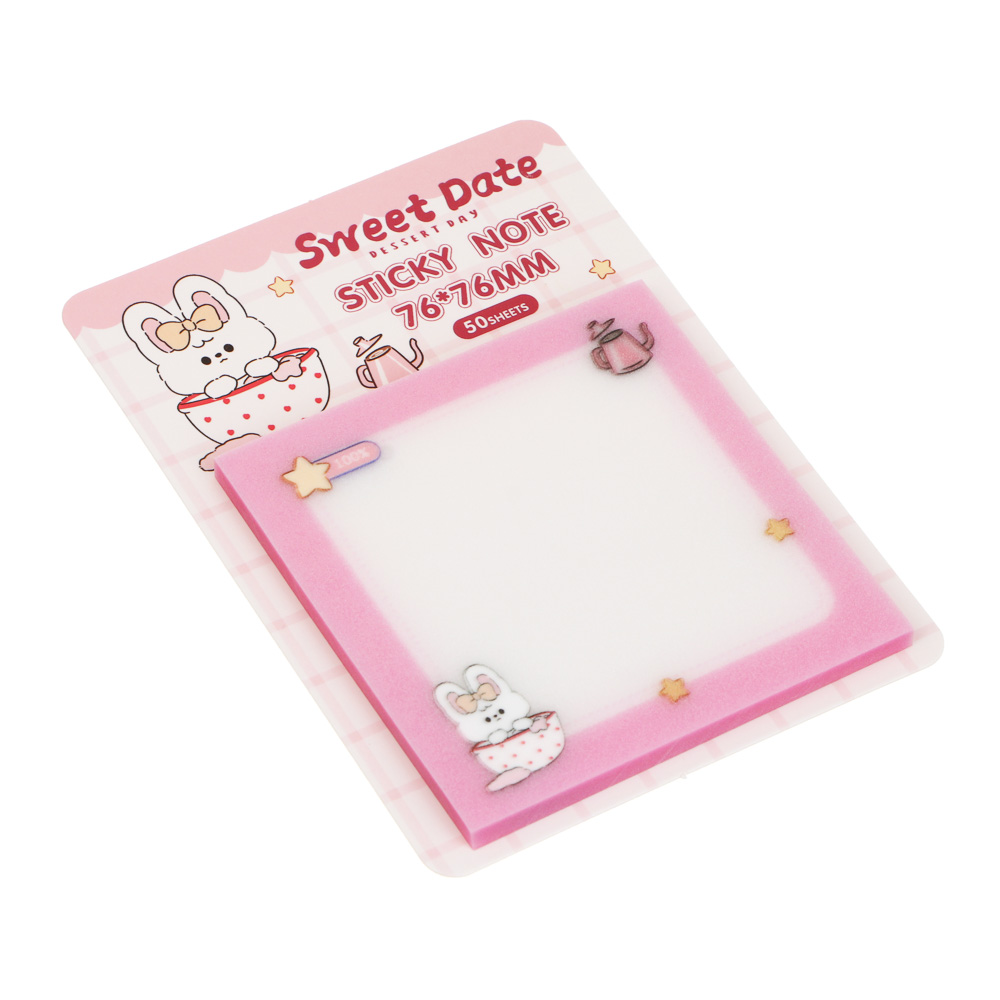 Блок с клеевым краем "Котики" 7,6x7,6см, 50л, пластик, 6 дизайнов, арт.№ 557-134