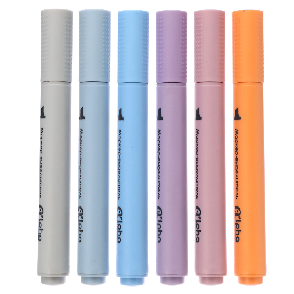 Маркер-выделитель оформительский ClipStudio Альфа 6 цветов, 3-гранный корпус, скошенный 3мм, арт.№ 613-037