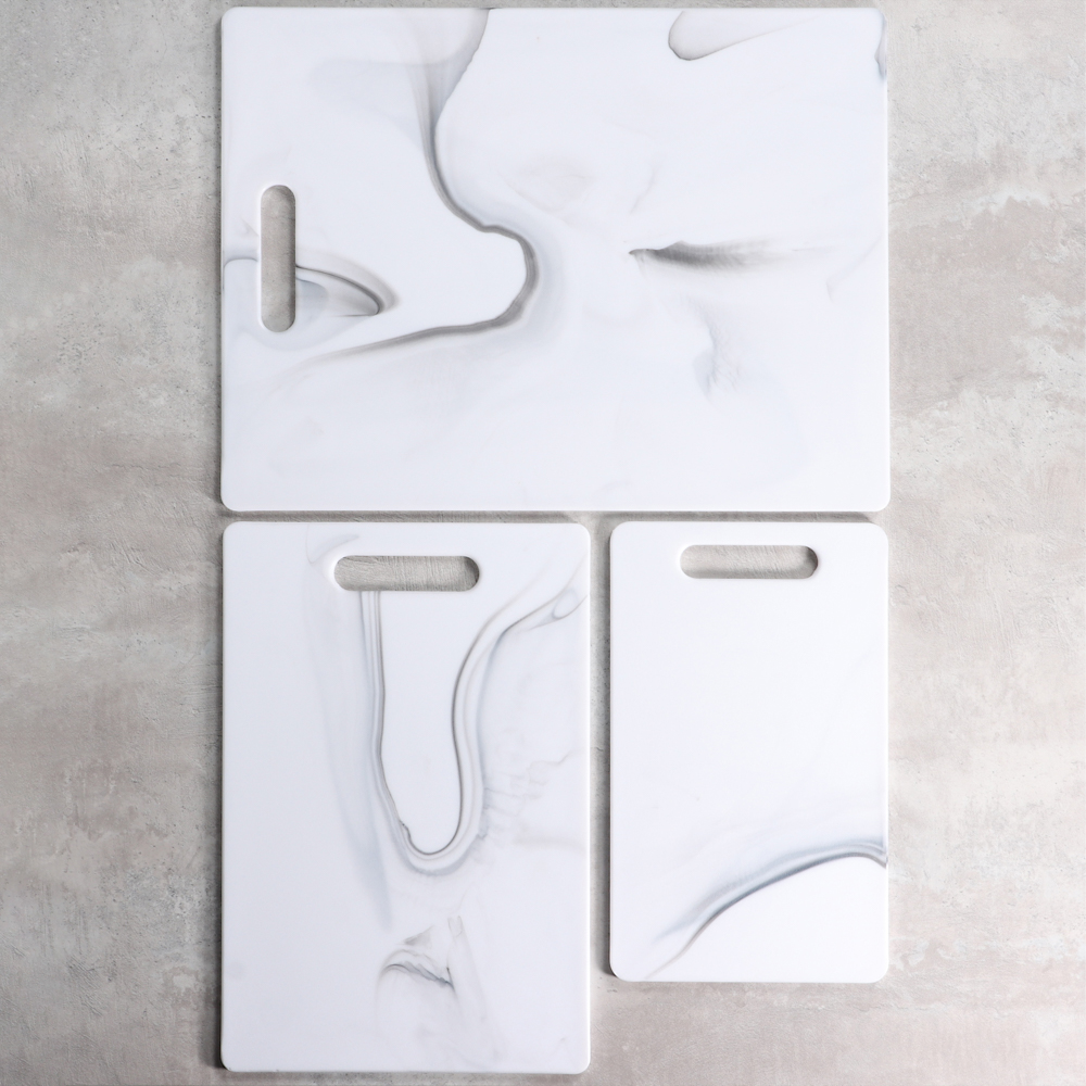 SATOSHI Мрамор Набор досок разделочных 3шт 36,5х27,5х0,6см, 30х20х0,6см, 25х15х0,6см, пластик, арт.№ 852-153