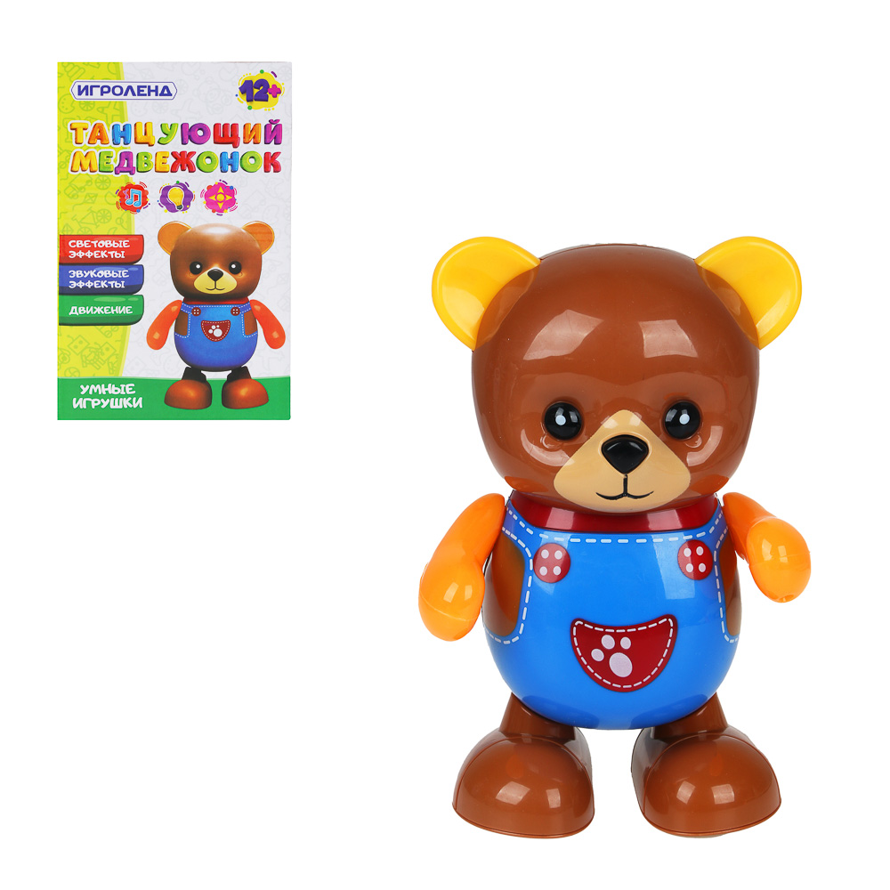 ИГРОЛЕНД Игрушка в виде танцующего медвежонка, свет, звук, движ., 3АА, пластик, 12,7х10,8х20,5см, арт.№ 272-727