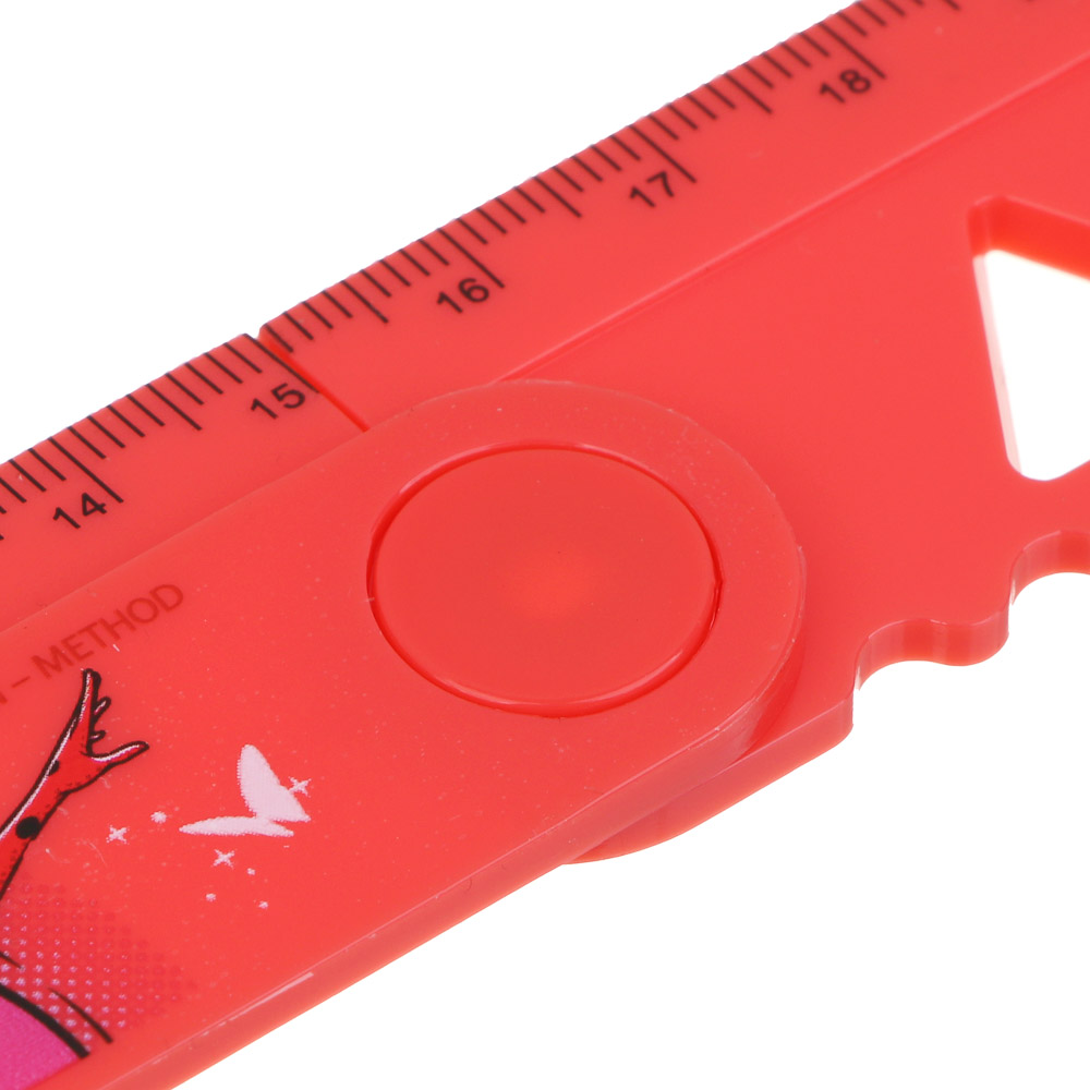 Линейка раскладная 15/30 см Ледибаг, печать на корпусе, вырубка волной, геометрические фигуры, пластик, "Кор", 2 дизайна, арт.№ 811-006