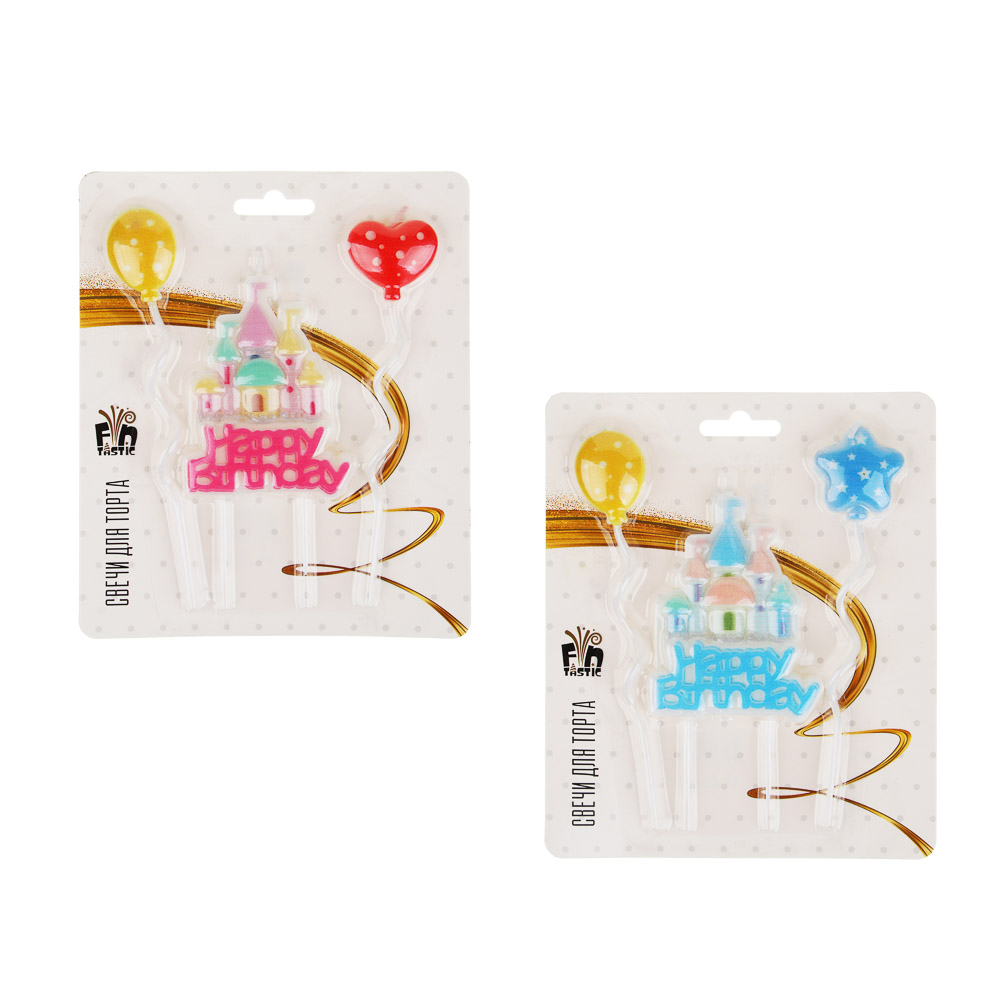 FNtastic Набор свечей для торта, с тортом, 16 см, 2 цвета, парафин, арт С1, арт.№ 506-233